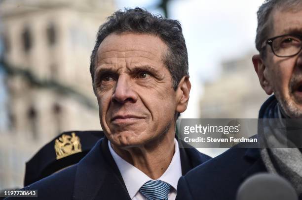 Governor Andrew Cuomo participates at the NYC Jewish Solidarity March on January 05, 2020 in New York City.