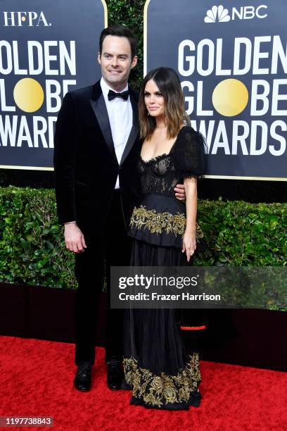 Bill Hader and Rachel Bilson attend the 77th Annual Golden Globe Awards at The Beverly Hilton Hotel on January 05, 2020 in Beverly Hills, California.