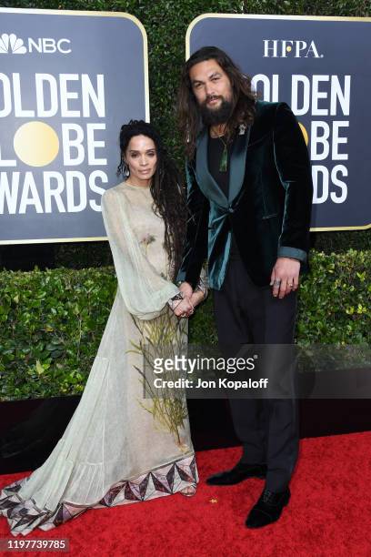 Lisa Bonet and Jason Momoa attend the 77th Annual Golden Globe Awards at The Beverly Hilton Hotel on January 05, 2020 in Beverly Hills, California.