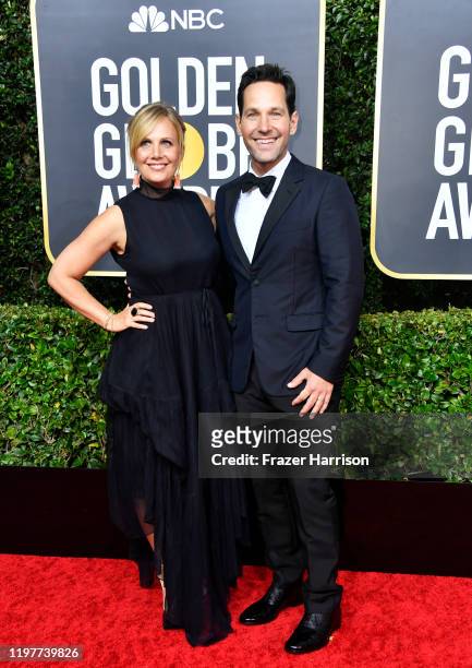 Julie Yaeger and Paul Rudd attend the 77th Annual Golden Globe Awards at The Beverly Hilton Hotel on January 05, 2020 in Beverly Hills, California.