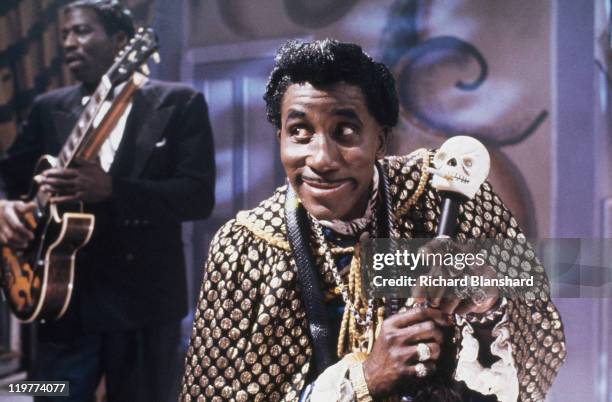 American singer Screamin' Jay Hawkins as himself in a scene from 'A Rage in Harlem', directed by Bill Duke, 1991.