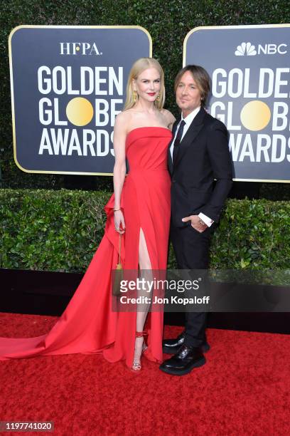 Nicole Kidman and Keith Urban attend the 77th Annual Golden Globe Awards at The Beverly Hilton Hotel on January 05, 2020 in Beverly Hills, California.