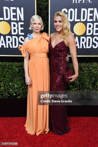 Michelle Williams and Busy Philipps attend the 77th Annual Golden Globe Awards at The Beverly Hilton Hotel on January 05, 2020 in Beverly Hills,...