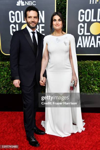 Aaron Lohr and Idina Menzel attend the 77th Annual Golden Globe Awards at The Beverly Hilton Hotel on January 05, 2020 in Beverly Hills, California.