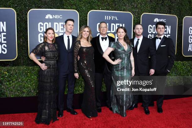 Samantha Bryant, Colin Hanks, Rita Wilson, Tom Hanks, Elizabeth Ann Hanks, Chet Hanks, and Truman Theodore Hanks attend the 77th Annual Golden Globe...