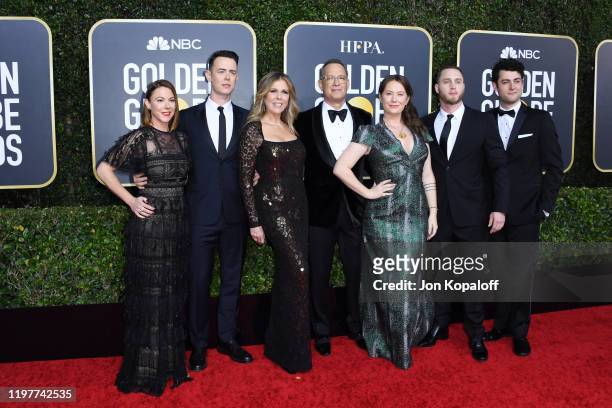 Samantha Bryant, Colin Hanks, Rita Wilson, Tom Hanks, Elizabeth Ann Hanks, Chet Hanks, and Truman Theodore Hanks attend the 77th Annual Golden Globe...
