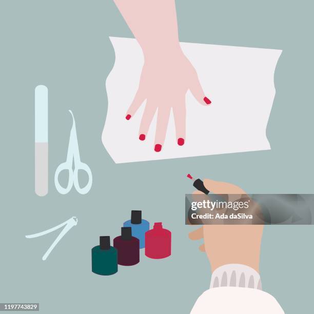 nail and nail salon tools - nail salon stock illustrations