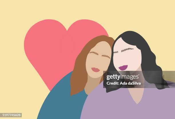 stockillustraties, clipart, cartoons en iconen met aftelkalender voor valentijnsdag cartoon met vrouwen paar in liefde - cute lesbian couples