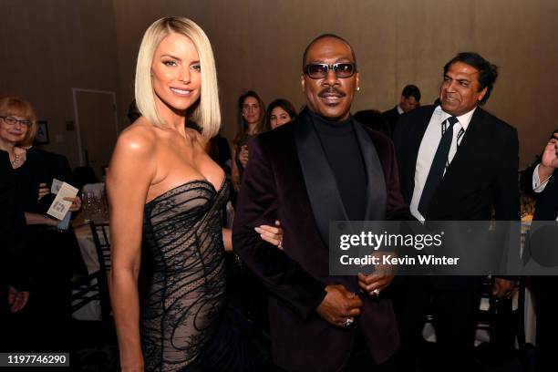 Paige Butcher and Eddie Murphy attend the 77th Annual Golden Globe Awards Cocktail Reception at The Beverly Hilton Hotel on January 05, 2020 in...