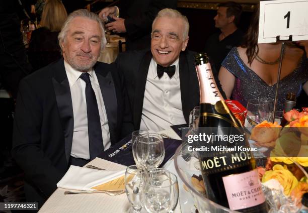 Robert De Niro and Martin Scorsese attend the 77th Annual Golden Globe Awards at The Beverly Hilton Hotel on January 05, 2020 in Beverly Hills,...