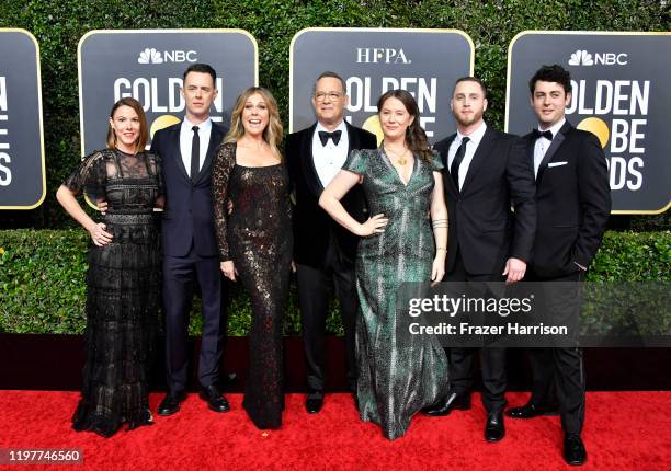 Samantha Bryant, Colin Hanks, Rita Wilson, Tom Hanks, Elizabeth Ann Hanks, Chet Hanks, and Truman Theodore Hanks attend the 77th Annual Golden Globe...