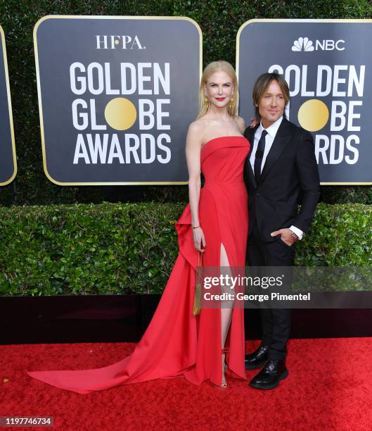 Nicole Kidman and Keith Urban attend the 77th Annual Golden Globe Awards at The Beverly Hilton Hotel on January 05, 2020 in Beverly Hills, California.