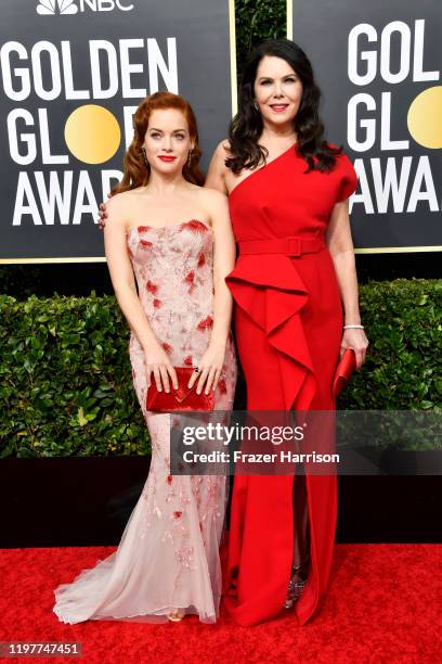 Jane Levy and Lauren Graham attend the 77th Annual Golden Globe Awards at The Beverly Hilton Hotel on January 05, 2020 in Beverly Hills, California.