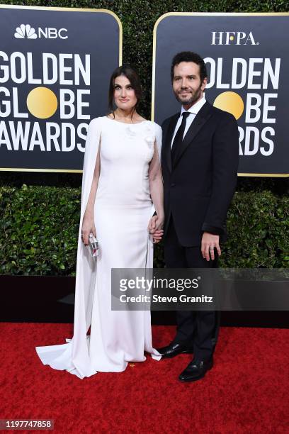 Idina Menzel and Aaron Lohr attend the 77th Annual Golden Globe Awards at The Beverly Hilton Hotel on January 05, 2020 in Beverly Hills, California.