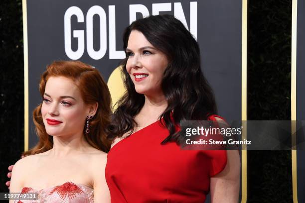 Jane Levy and Lauren Graham attend attends the 77th Annual Golden Globe Awards at The Beverly Hilton Hotel on January 05, 2020 in Beverly Hills,...