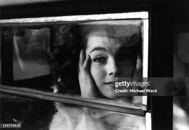 Actress Shirley Anne Field in a 1930 Austin 7, 1959.