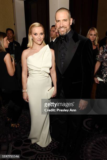 Reese Witherspoon and Jim Toth attend the 77th Annual Golden Globe Awards sponsored by Icelandic Glacial on January 5, 2020 at the Beverly Hilton in...
