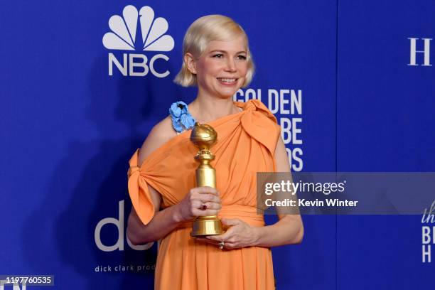 Michelle Williams, winner of Best Performance By An Actress In a Limited Series or Motion Picture Made For Television, poses in the press room during...