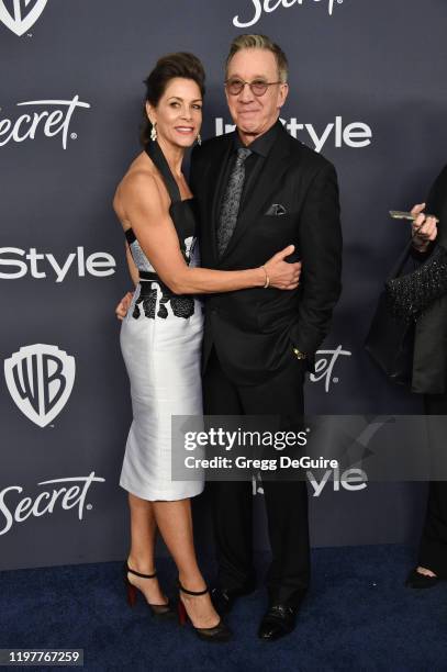 Jane Hajduk and Tim Allen attend the 21st Annual Warner Bros. And InStyle Golden Globe After Party at The Beverly Hilton Hotel on January 05, 2020 in...