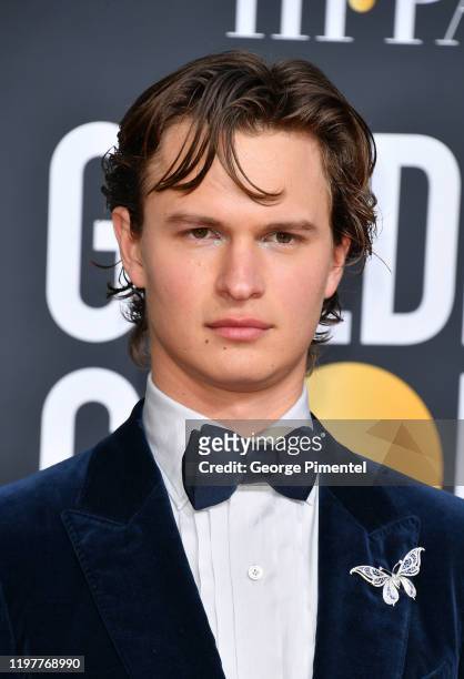 Ansel Elgort attends the 77th Annual Golden Globe Awards at The Beverly Hilton Hotel on January 05, 2020 in Beverly Hills, California.