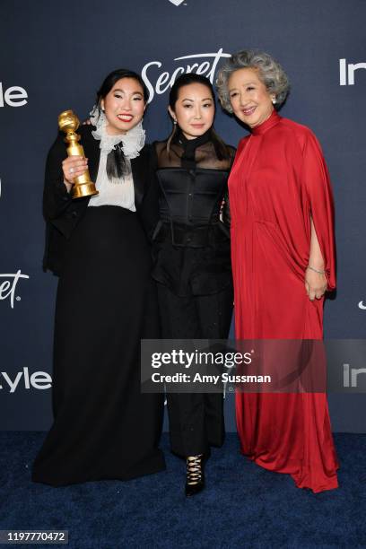 Awkwafina, Lulu Wang, and Zhao Shuzhen attend the 21st Annual Warner Bros. And InStyle Golden Globe After Party at The Beverly Hilton Hotel on...