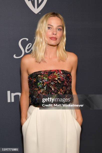 Margot Robbie attends The 2020 InStyle And Warner Bros. 77th Annual Golden Globe Awards Post-Party at The Beverly Hilton Hotel on January 05, 2020 in...