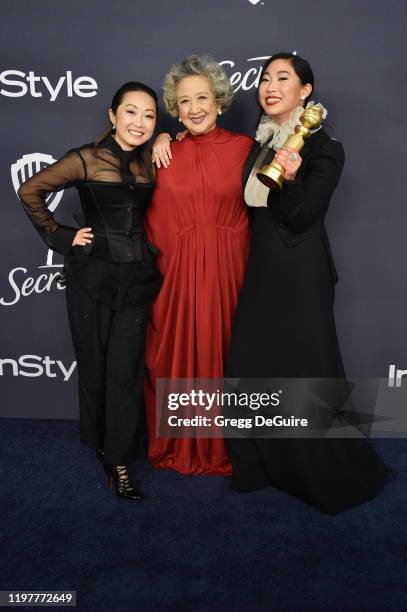 Lulu Wang, Zhao Shuzhen and Awkwafina attend the 21st Annual Warner Bros. And InStyle Golden Globe After Party at The Beverly Hilton Hotel on January...