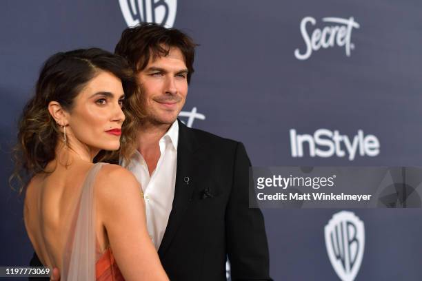 Nikki Reed and Ian Somerhalder attend The 2020 InStyle And Warner Bros. 77th Annual Golden Globe Awards Post-Party at The Beverly Hilton Hotel on...