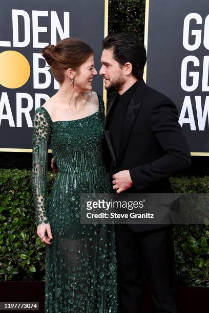 Rose Leslie and Kit Harington attend the 77th Annual Golden Globe Awards at The Beverly Hilton Hotel on January 05, 2020 in Beverly Hills, California.