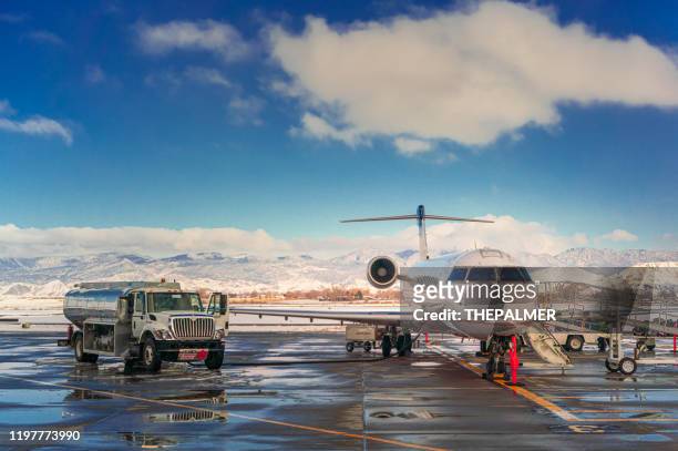plane at the montrose airport, colorado usa - montrose stock pictures, royalty-free photos & images