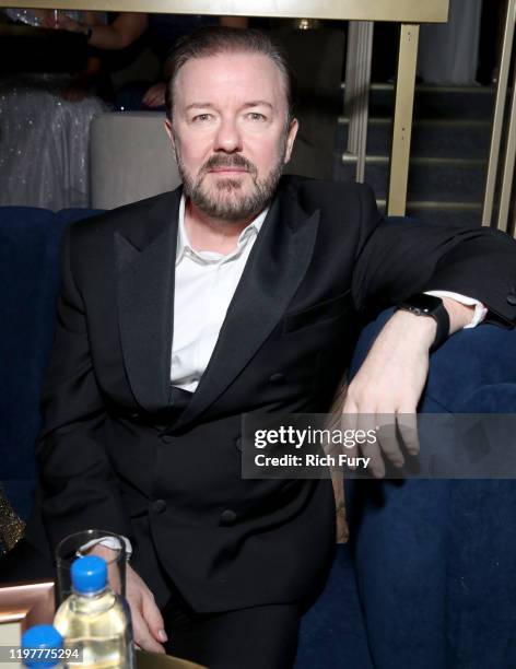 Ricky Gervais attends the Netflix 2020 Golden Globes After Party at The Beverly Hilton Hotel on January 05, 2020 in Beverly Hills, California.