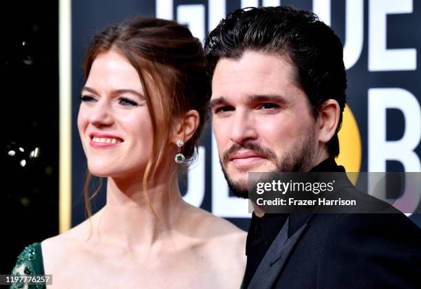 Rose Leslie, Kit Harington attend the 77th Annual Golden Globe Awards at The Beverly Hilton Hotel on January 05, 2020 in Beverly Hills, California.