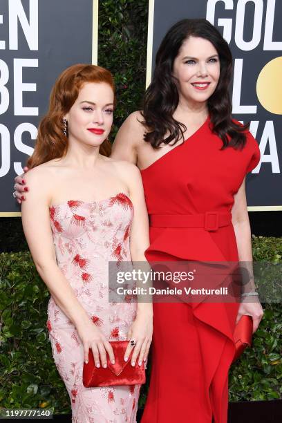 Jane Levy and Lauren Graham attend the 77th Annual Golden Globe Awards at The Beverly Hilton Hotel on January 05, 2020 in Beverly Hills, California.