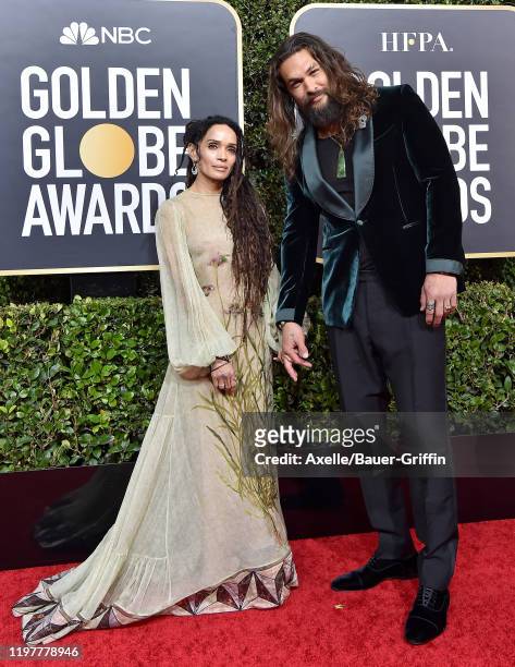Lisa Bonet and Jason Momoa attend the 77th Annual Golden Globe Awards at The Beverly Hilton Hotel on January 05, 2020 in Beverly Hills, California.