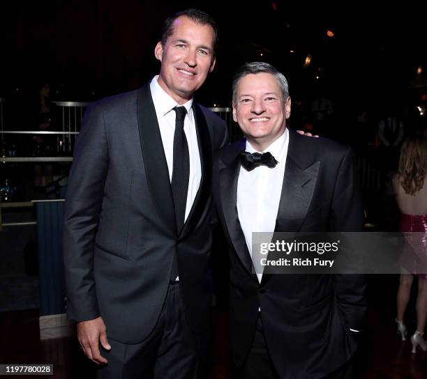 Netflix Head of Original Content Scott Stuber and Netflix CCO Ted Sarandos attend the Netflix 2020 Golden Globes After Party at The Beverly Hilton...