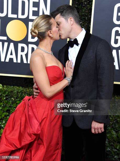 Scarlett Johansson and Colin Jost arrives at the 77th Annual Golden Globe Awards attends the 77th Annual Golden Globe Awards at The Beverly Hilton...