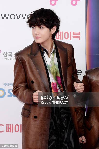 Kim Tae-Hyung of Bangtan Boys attends 2019 SBS Gayo Daejeon Photocall at Gocheok Sky Dome on December 25, 2019 in Seoul, South Korea.