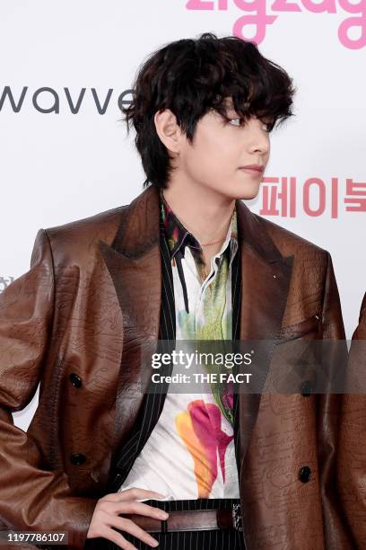 Kim Tae-Hyung of Bangtan Boys attends 2019 SBS Gayo Daejeon Photocall at Gocheok Sky Dome on December 25, 2019 in Seoul, South Korea.