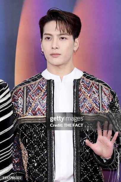 Jackson Wang of GOT7 attends 2019 SBS Gayo Daejeon Photocall at Gocheok Sky Dome on December 25, 2019 in Seoul, South Korea.