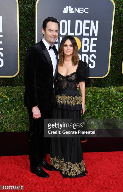 Bill Hader and Rachel Bilson attend the 77th Annual Golden Globe Awards at The Beverly Hilton Hotel on January 05, 2020 in Beverly Hills, California.