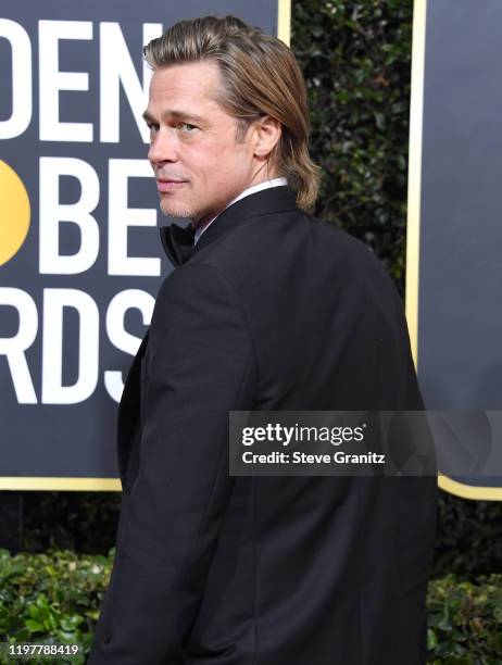 Brad Pitt arrives at the 77th Annual Golden Globe Awards attends the 77th Annual Golden Globe Awards at The Beverly Hilton Hotel on January 05, 2020...