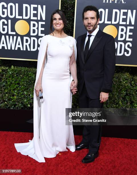 Idina Menzel and Aaron Lohr arrives at the 77th Annual Golden Globe Awards attends the 77th Annual Golden Globe Awards at The Beverly Hilton Hotel on...