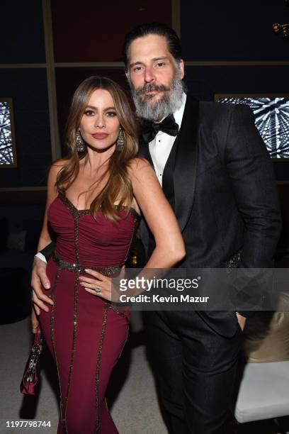 Sofía Vergara and Joe Manganiello attend The 2020 InStyle And Warner Bros. 77th Annual Golden Globe Awards Post-Party at The Beverly Hilton Hotel on...