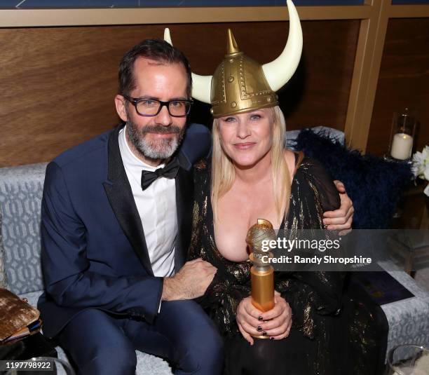 Eric White and Patricia Arquette attend The 2020 InStyle And Warner Bros. 77th Annual Golden Globe Awards Post-Party at The Beverly Hilton Hotel on...