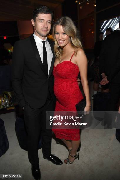 Topher Grace and Ashley Hinshaw attend The 2020 InStyle And Warner Bros. 77th Annual Golden Globe Awards Post-Party at The Beverly Hilton Hotel on...