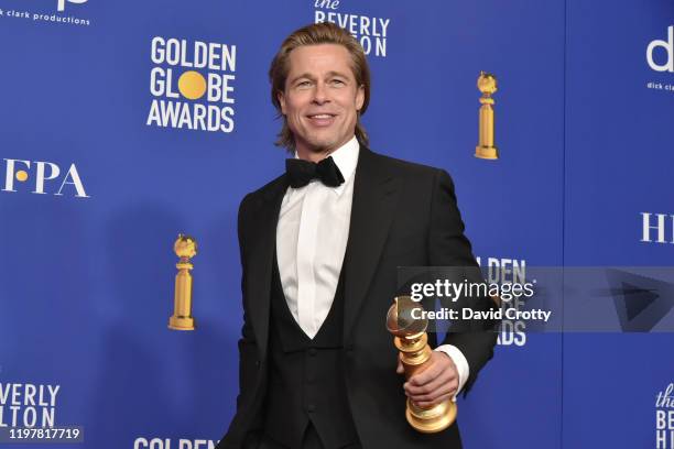Brad Pitt attends The 77th Golden Globes Awards - Press Room at The Beverly Hilton Hotel on January 05, 2020 in Beverly Hills, California.