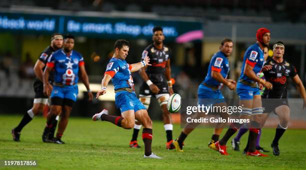 Morne Steyn of the Vodacom Bulls during the Super Rugby match between Cell C Sharks and Vodacom Bulls at Jonsson Kings Park Stadium on January 20,...