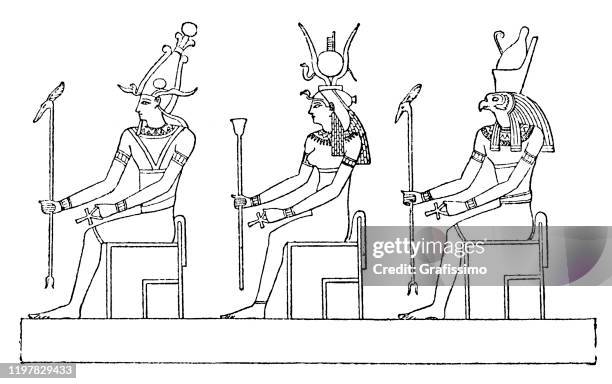 illustrations, cliparts, dessins animés et icônes de illustration égyptienne de déesse osiris isis horus de hiéroglyphes - isis