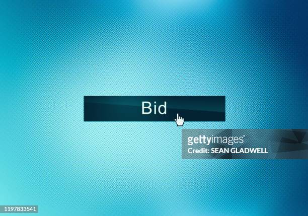 bid button on screen - auction stock pictures, royalty-free photos & images