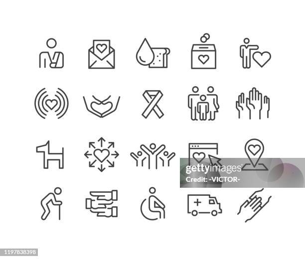 humanitarian icons - classic line series - hungry stock illustrations